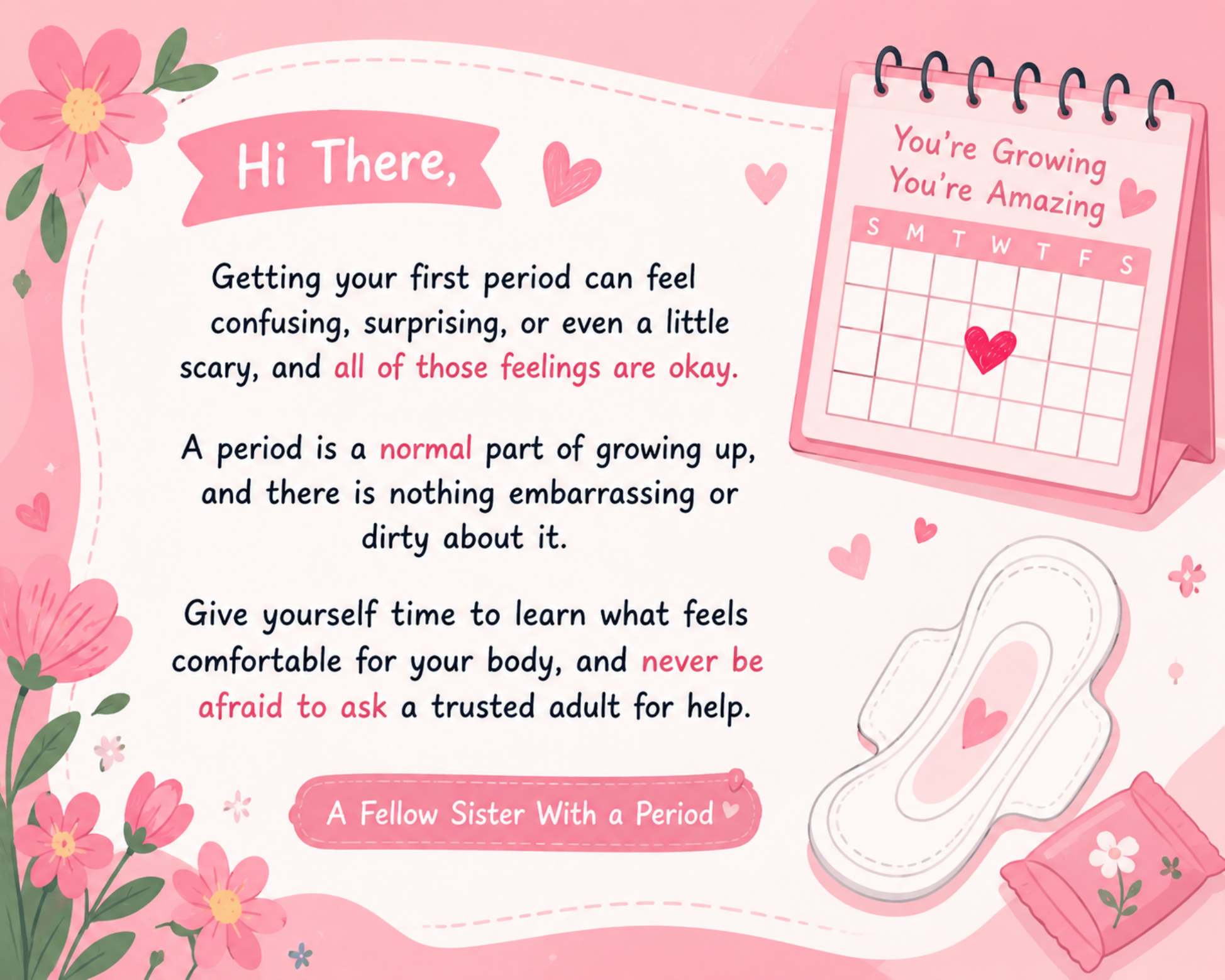 Amu4her card about a first period