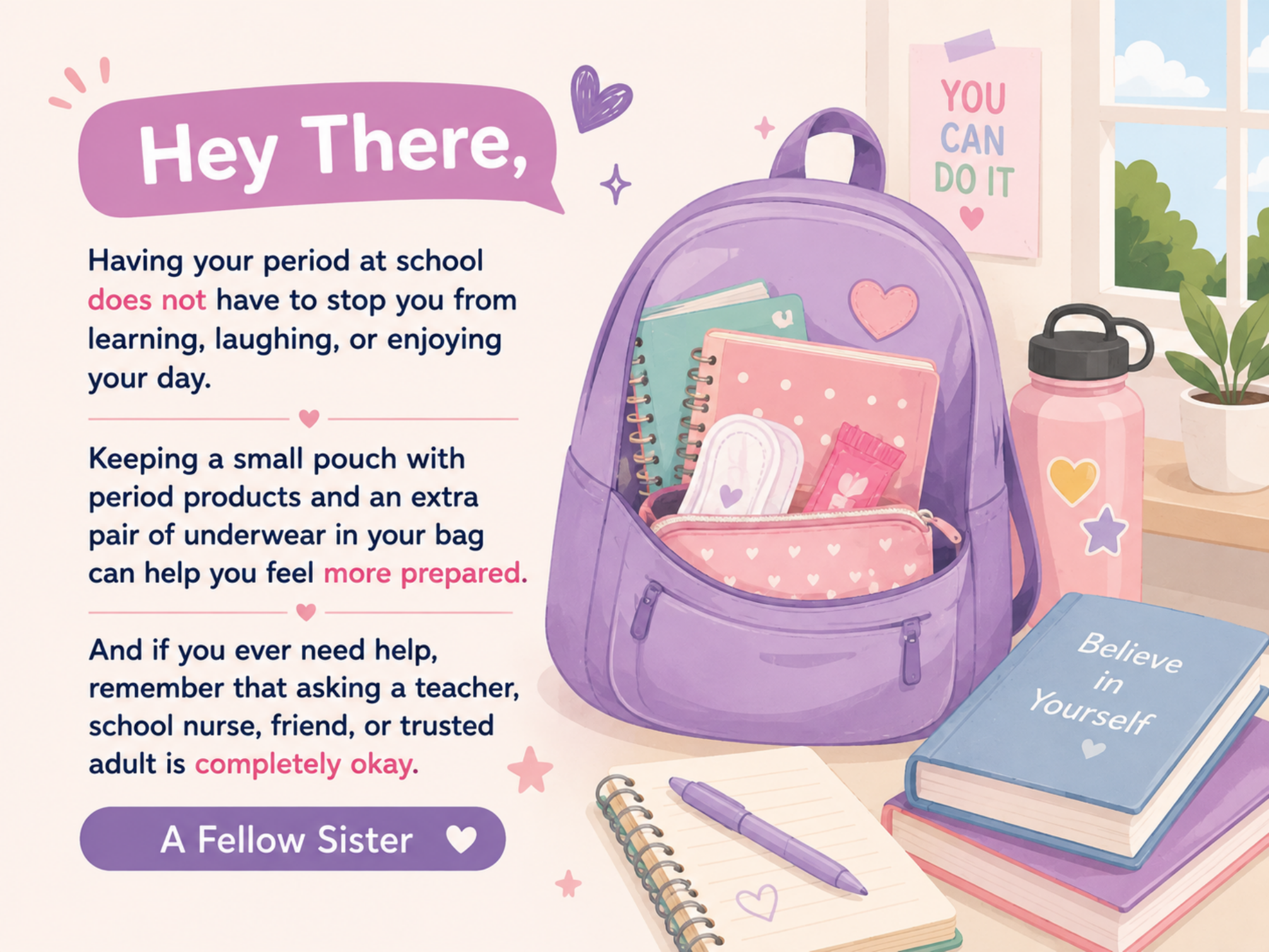 Amu4her card about periods at school